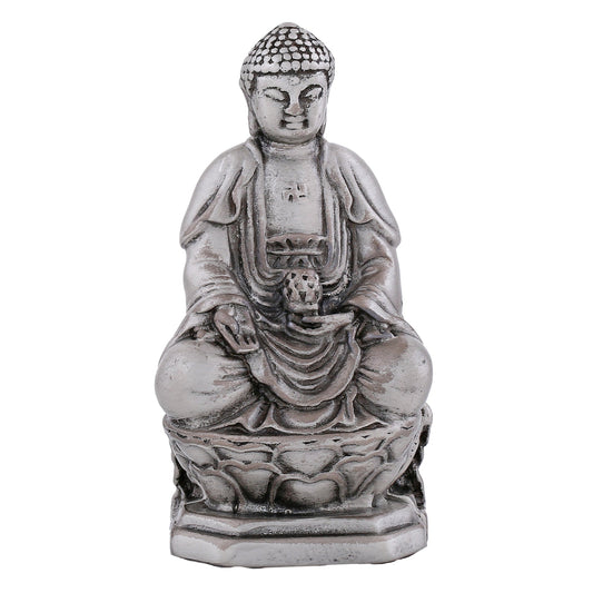Estele Rhodium Plated Oxidized Lord Gautam Buddha Mediatating Idol statue for Home Décor/ working place Estele Accessories