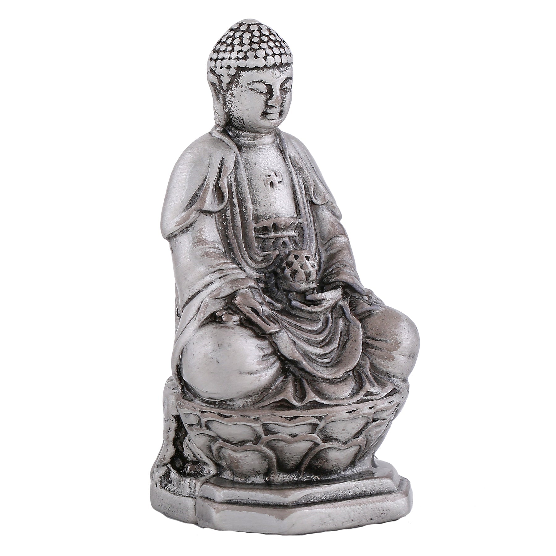 Estele Rhodium Plated Oxidized Lord Gautam Buddha Mediatating Idol statue for Home Décor/ working place Estele Accessories