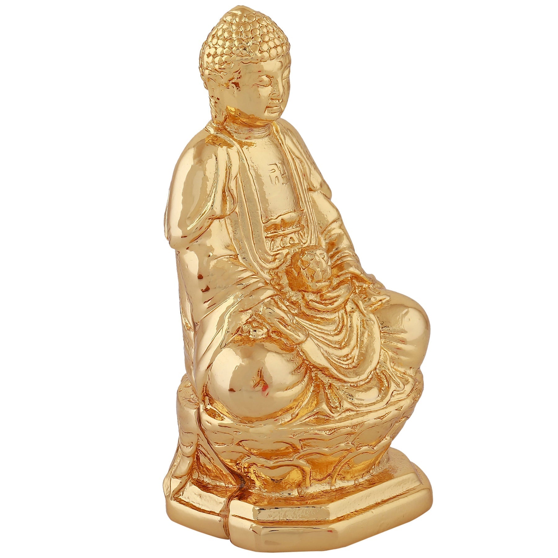 Estele Gold-Polished Lord Gautam Buddha Mediatating Idol statue for Home Décor/Gifts 