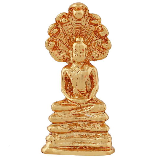 Estele Gold-Polished Medidative Lord Gautam Buddha Sitting under snake Hood Idol for Pooja/Car decor Estele Accessories