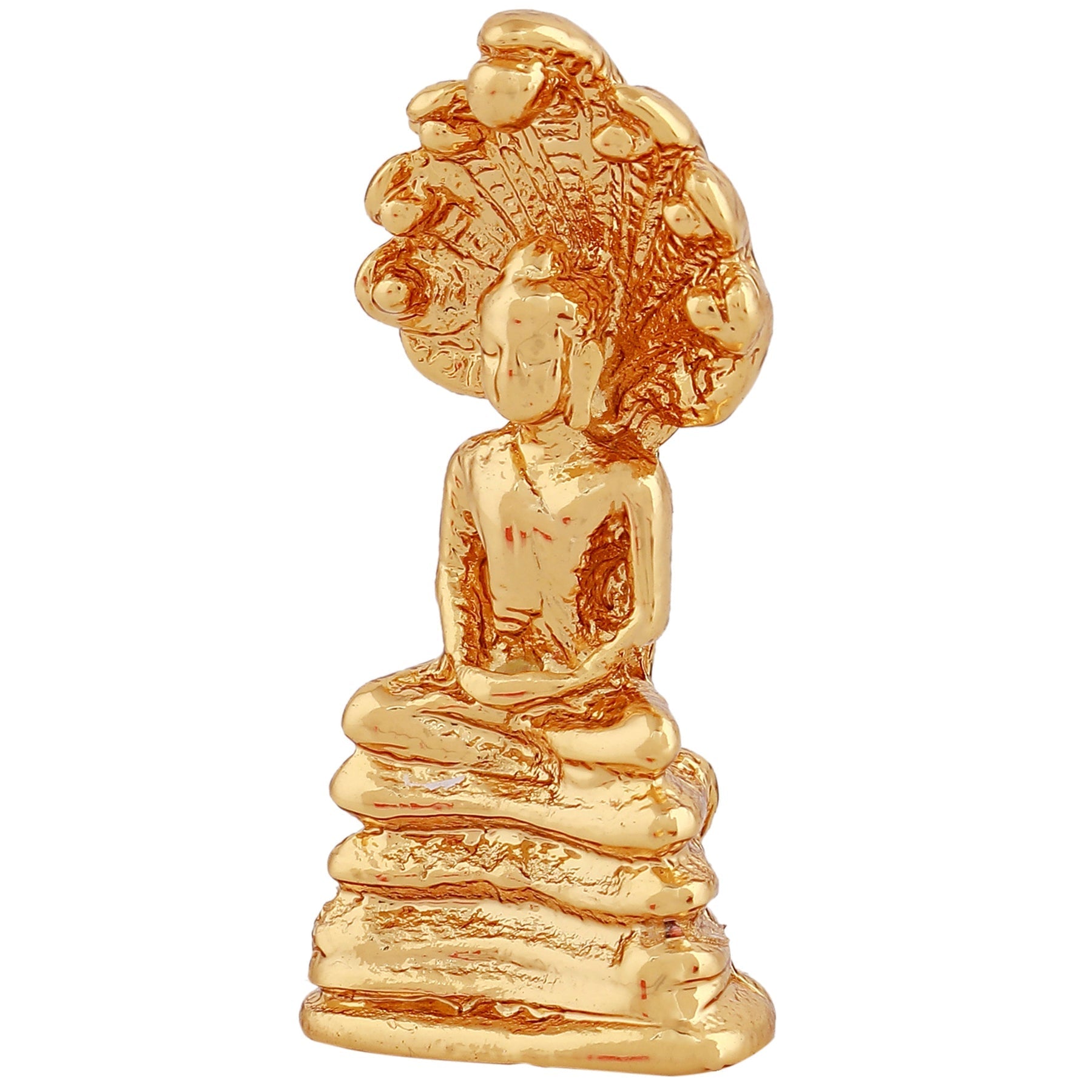 Estele Gold-Polished Medidative Lord Gautam Buddha Sitting under snake Hood Idol for Pooja/Car decor Estele Accessories