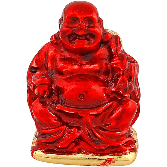 Estele Gold-Polished Laughing Buddha with Maroon Stone Type:Enamel Idol for Perfect Home and Office/Car Decors Estele Accessories