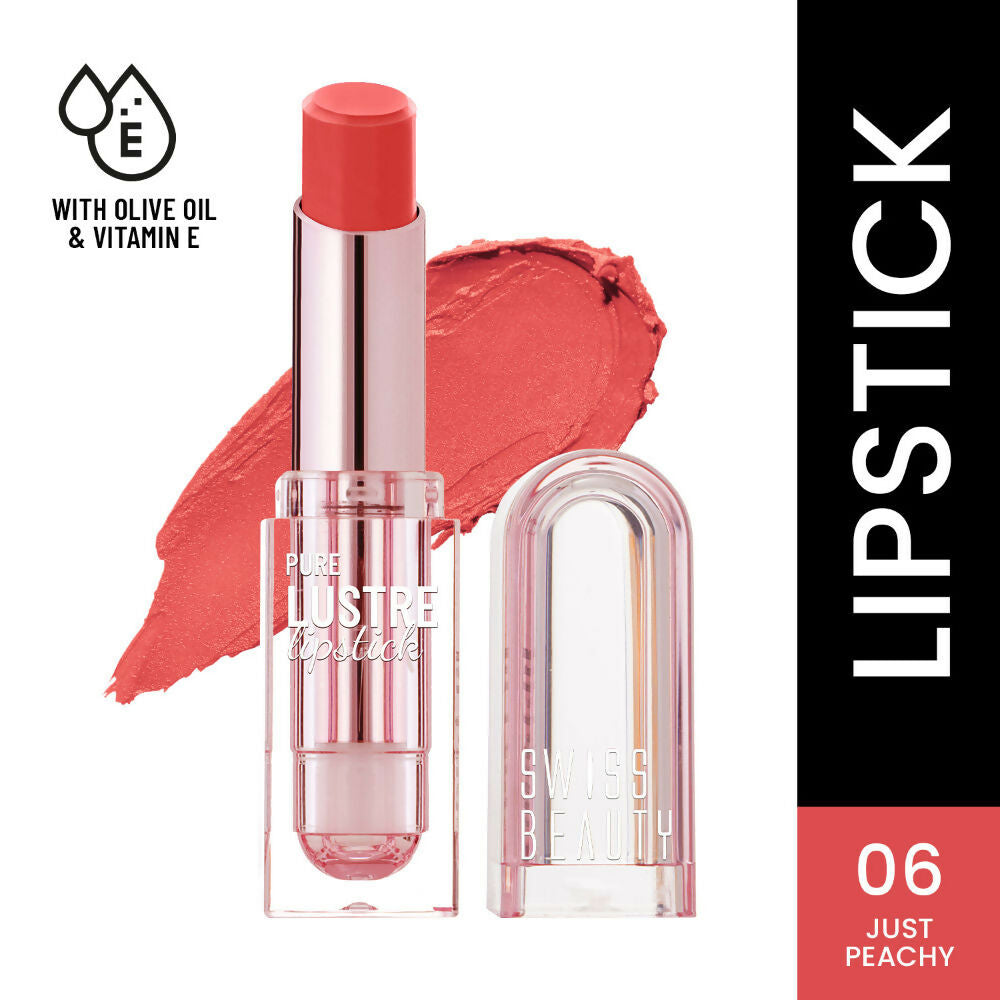 Swiss Beauty High Shine Finish Smooth Glide Pure Lustre Lipstick - 6 Just Peachy 