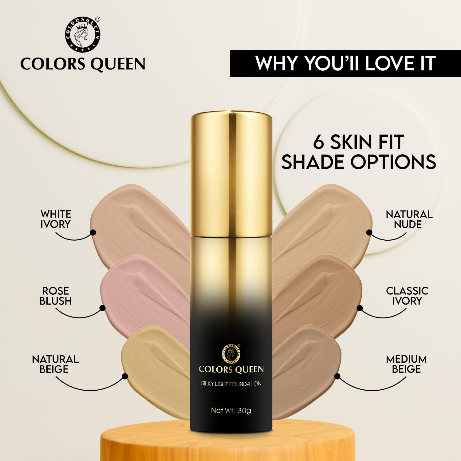 Colors Queen Silky Light Foundation - 03 Natural Beige  Grab2Buy Colors Queen Grab2Buy