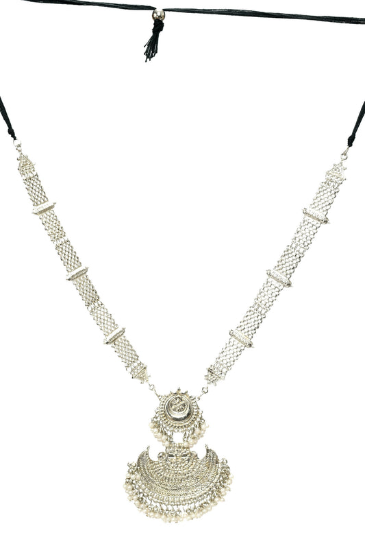 Mominos Fashion Johar Kamal Silver-Plated Brass Finish Rani Haar Statement Necklace For Women - Grab2buy