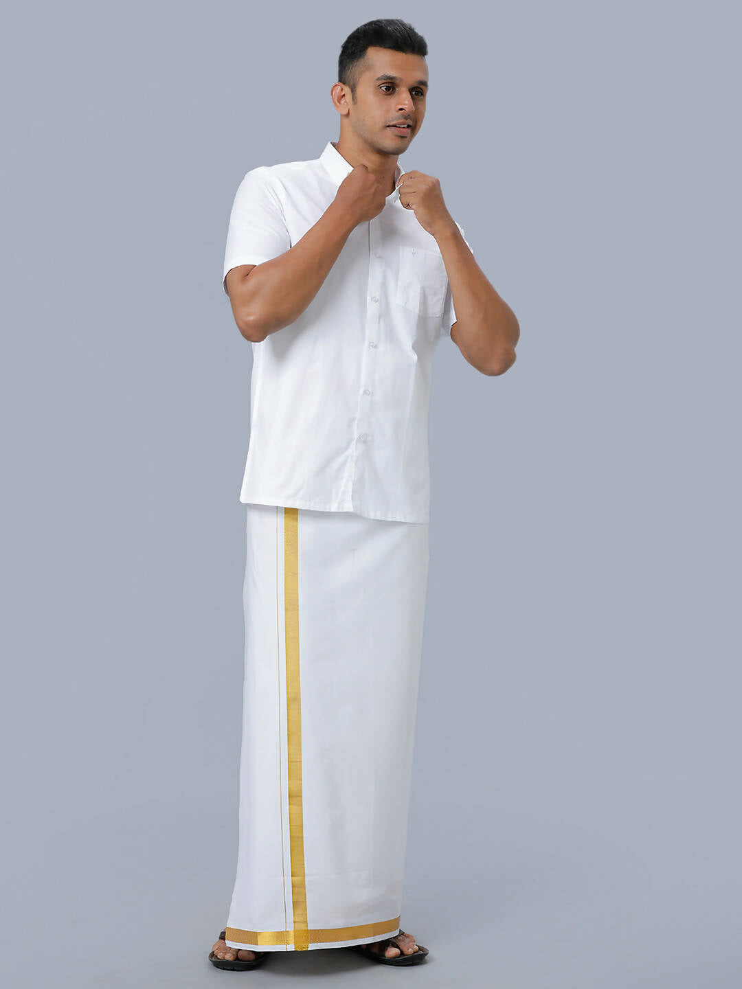 Ramraj Cotton Mens Half Sleeve Formal Poly Cotton White Shirt 