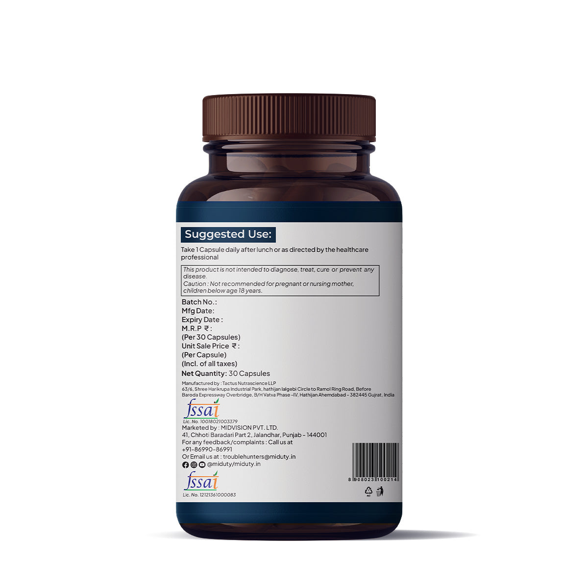 Miduty by Palak Notes Memory & Focus Capsules 