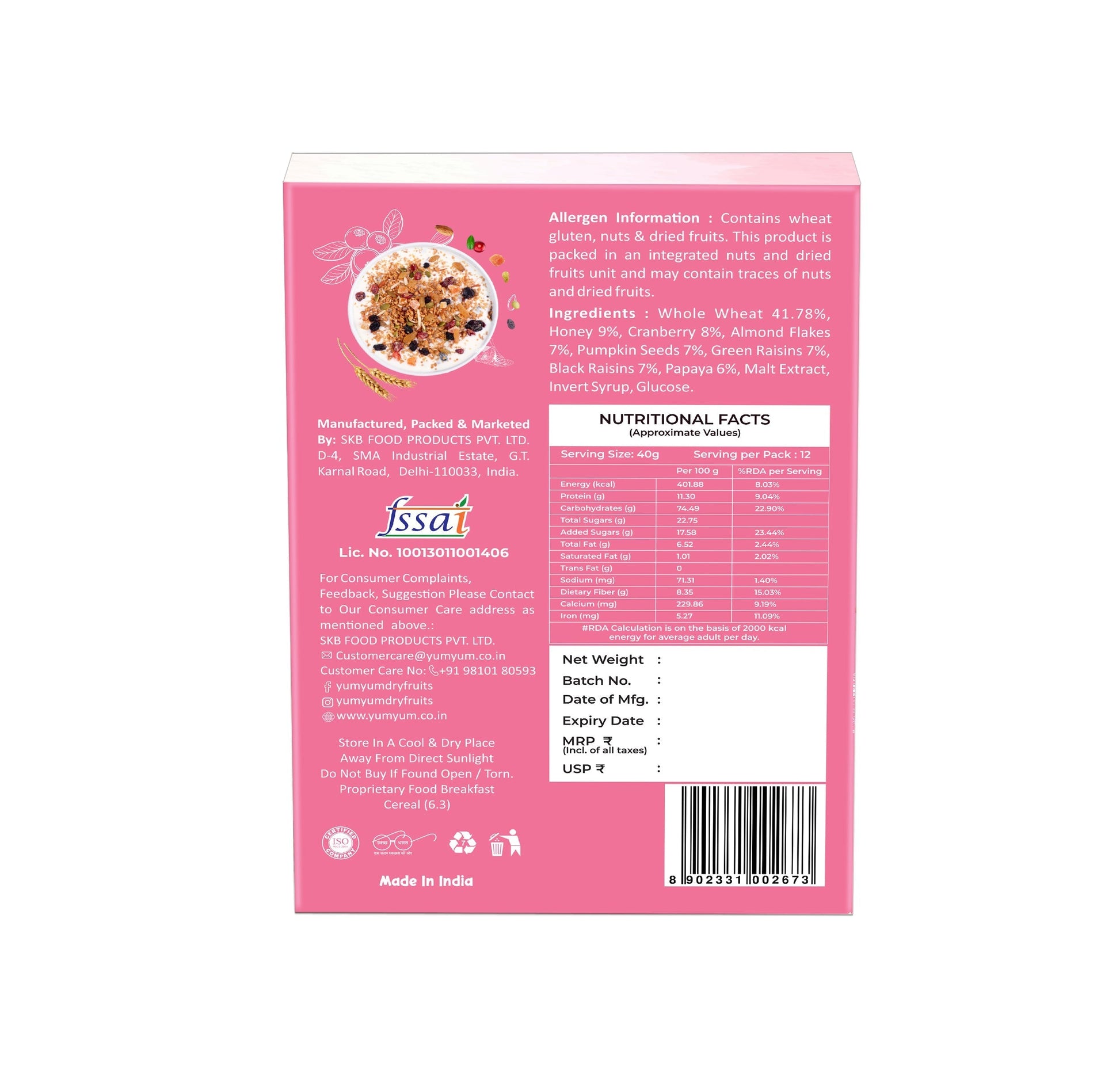 Yum Yum Fruits, Nuts & Seeds Honey Muesli Box  Grab2Buy Yum Yum Grab2Buy