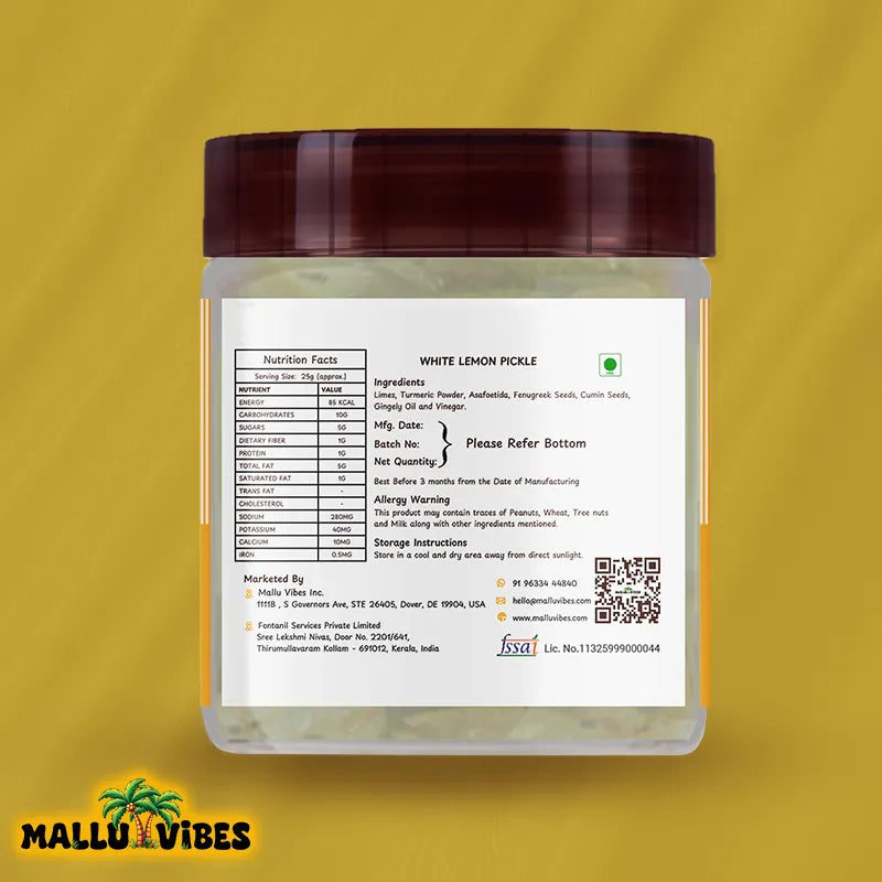 Mallu Vibes Home Made White Lemon Pickle Mallu Vibes