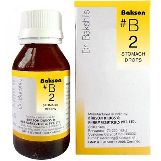 Bakson B2 Stomach Drops (30ml) For stomach pain, nausea, gas, Heartburn, Bloating, Pain at navel 