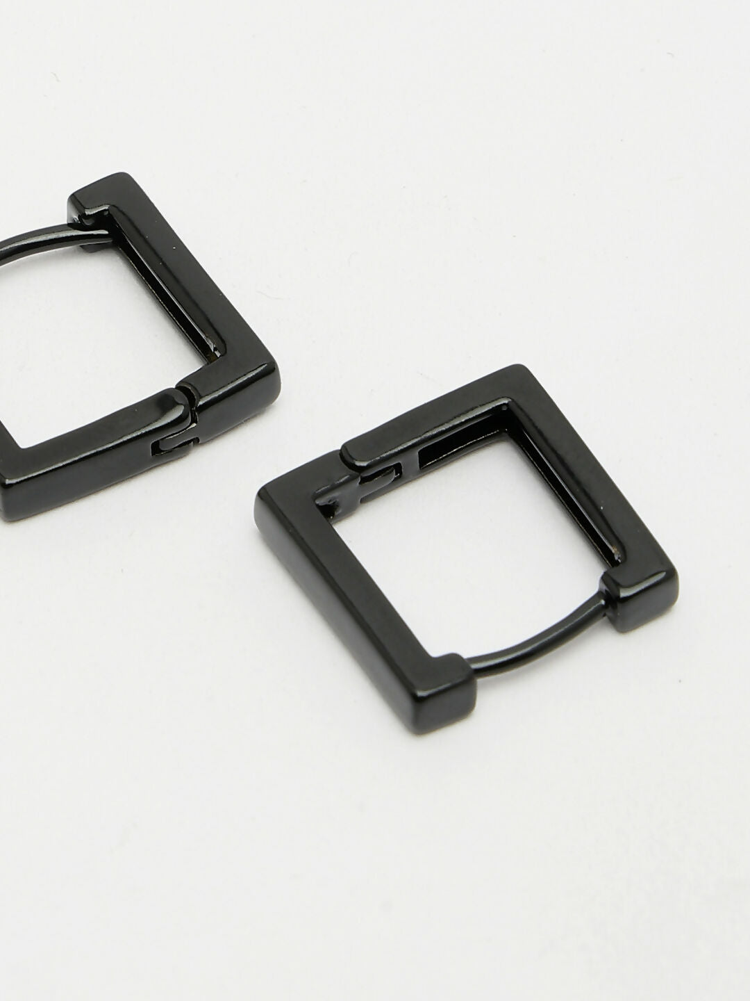 NVR Men's Black Rhodium-Plated Geometric Shape Stainless Steel Hoop Earrings - Grab2buy