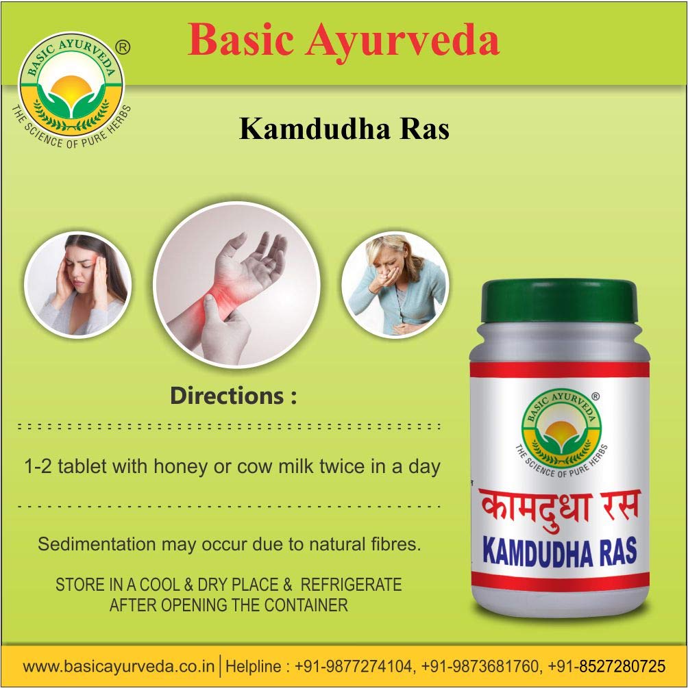 Basic Ayurveda Kamdudha Ras Tablet 40 Tablets For excessive thirst, heat sensation and restlessness 