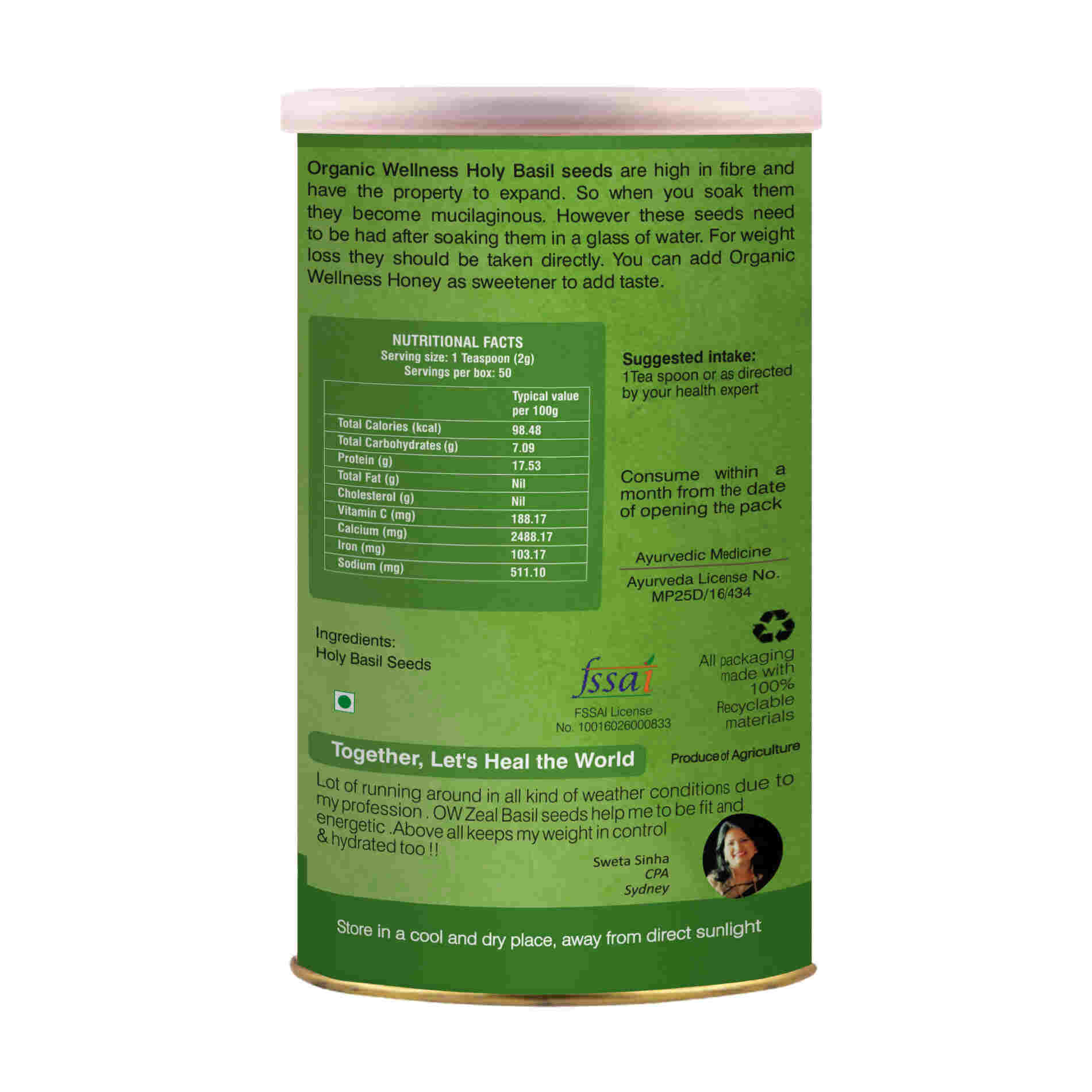 Organic Wellness Basil Seeds 