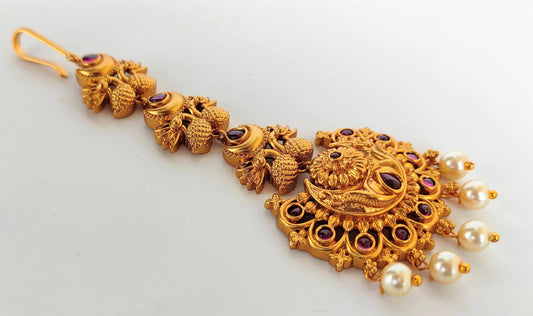Matt Peacock Bridal Maang Tikka - Grab2buy