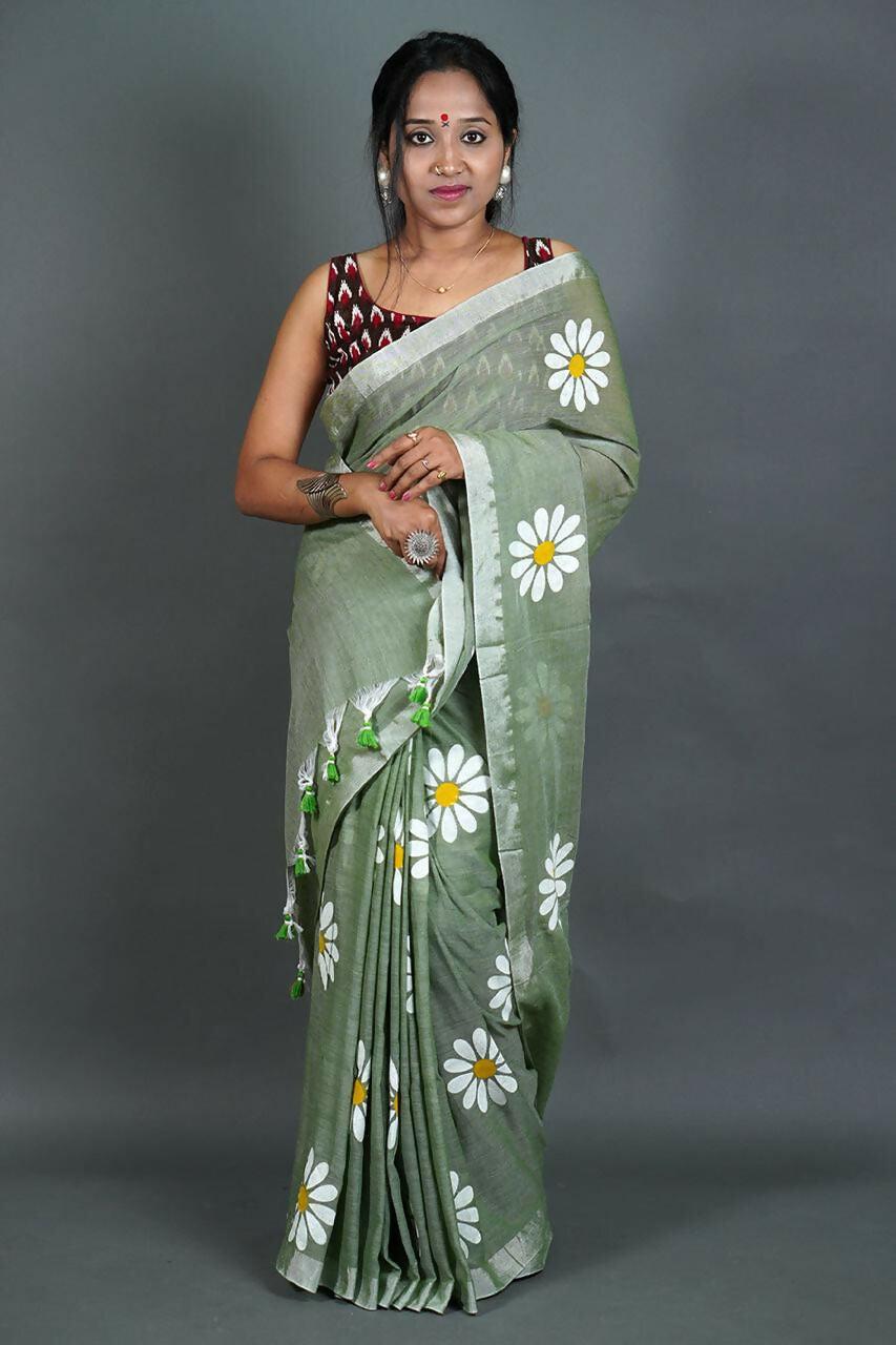 Exclusive Collection Light Pista Pure Cotton Grab2Buy With Sunflower Design 