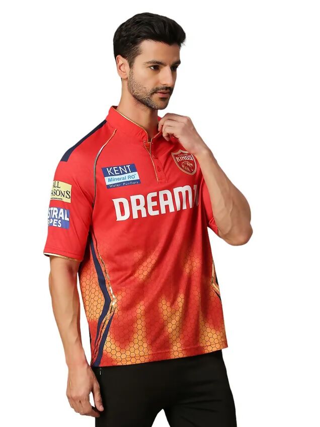 Punjab Kings Men Red Printed Half Sleeves Jersey IPL, T20 