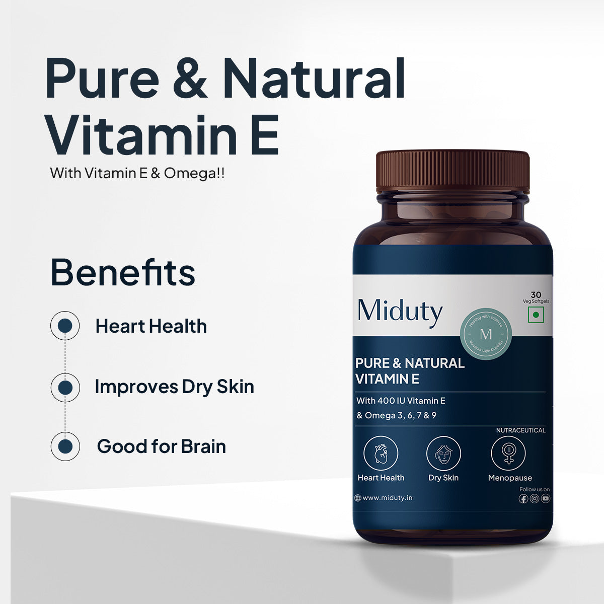 Miduty by Palak Notes Pure & Natural Vitamin E Sea Buckthorn Berry Softgels 
