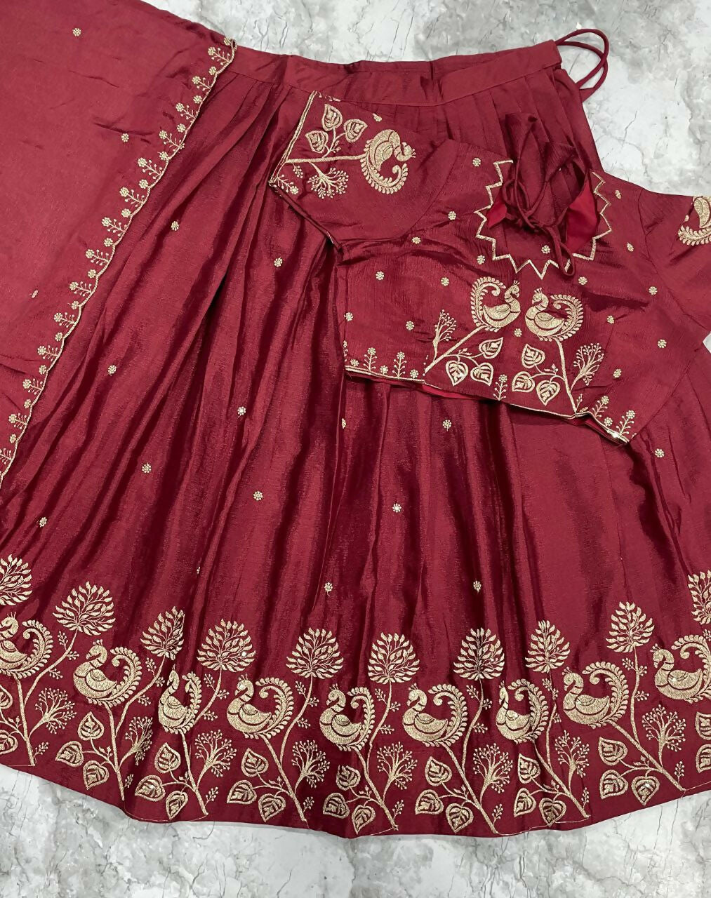 Teeya Creation New Womens Beautiful Fully Stitched Designer Lehenga Choli With Embroidered Dupatta - Maroon