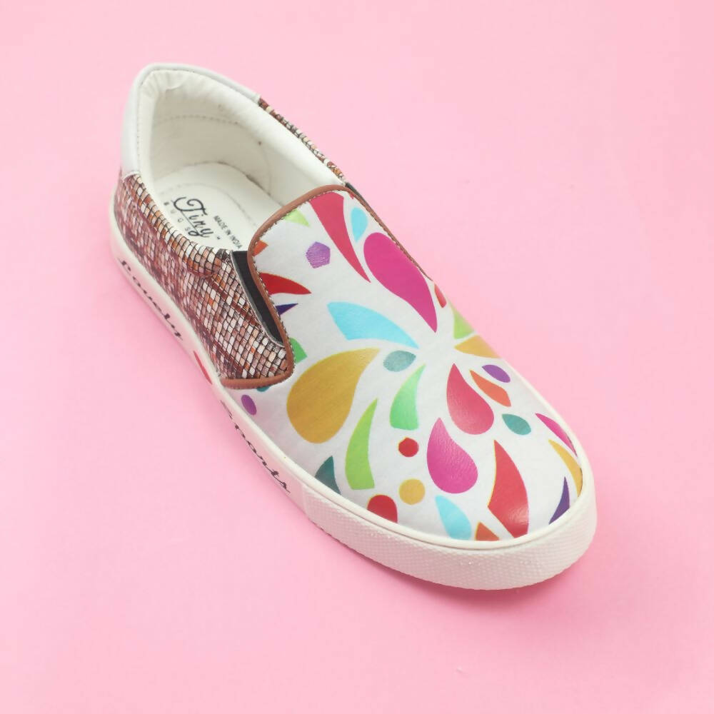 Tiny Bugs Girls Multi Printed Slip Ons Sneakers - White  Grab2Buy Tiny Bugs Grab2Buy