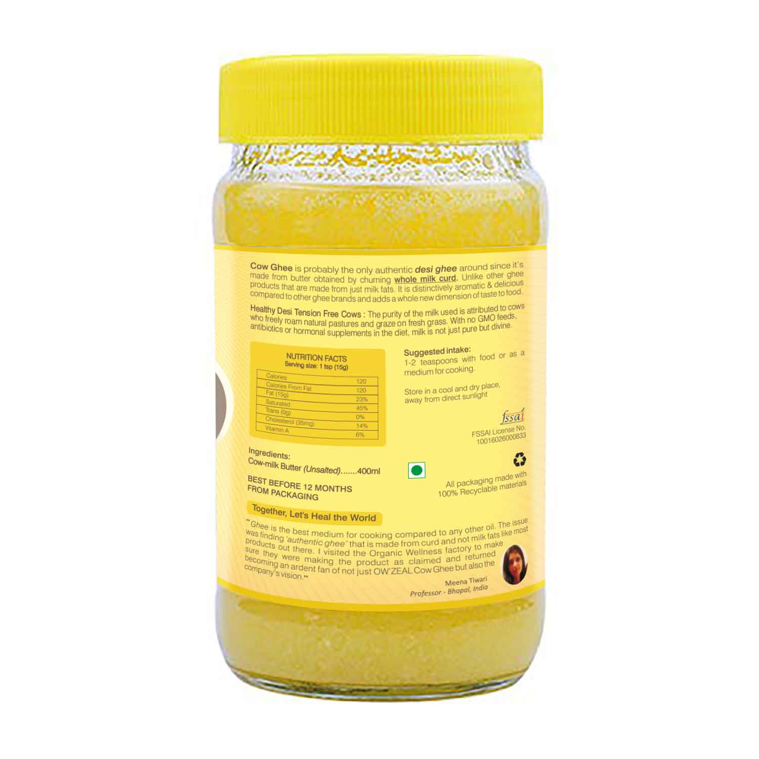 Organic Wellness A2 Bilona Cow Ghee | Vedic Bilona Method Ghee | 100% Pure, Natural & Healthy Ghee | Boost Your Energy With Premium & Traditional Ghee 