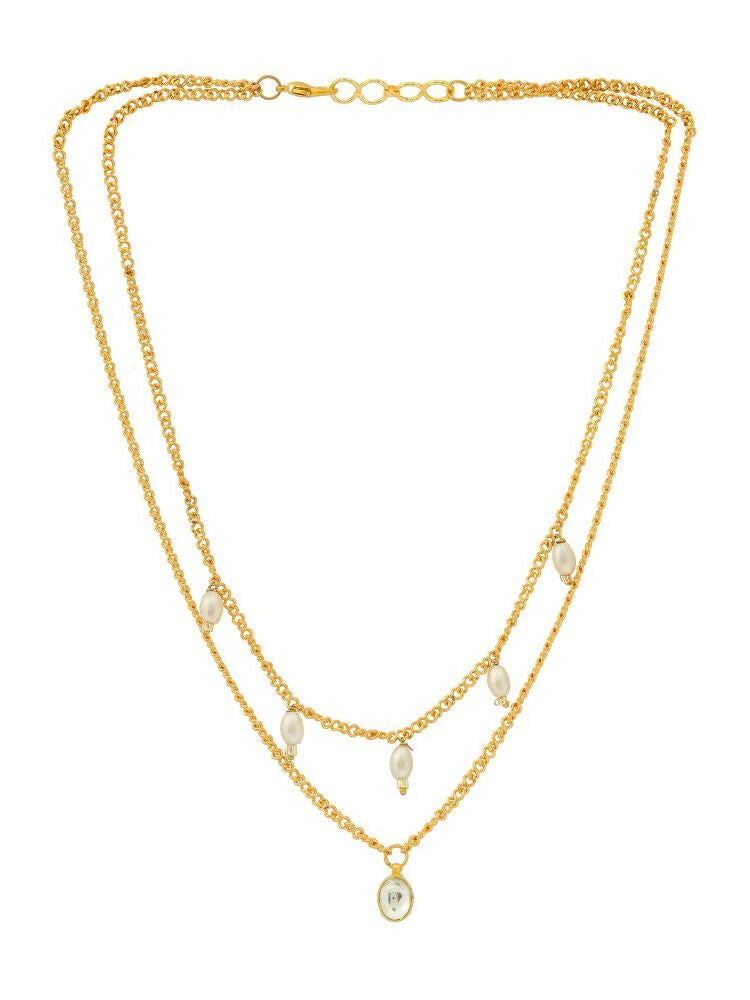 White and Gold, Handcrafted Kundan Necklace - Ruby Raang  Grab2Buy Ruby Raang Grab2Buy