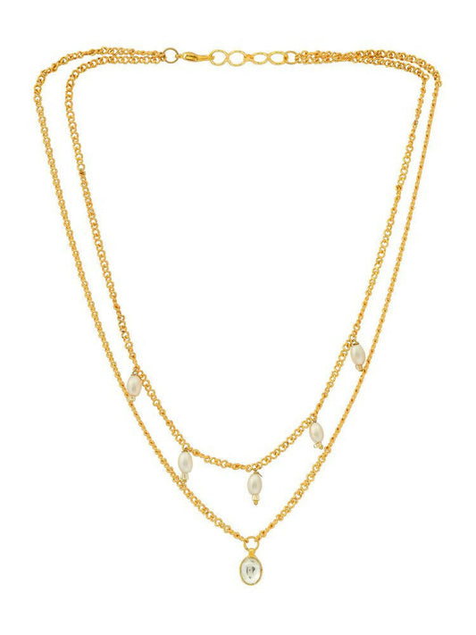 White and Gold, Handcrafted Kundan Necklace - Ruby Raang  Grab2Buy Ruby Raang Grab2Buy