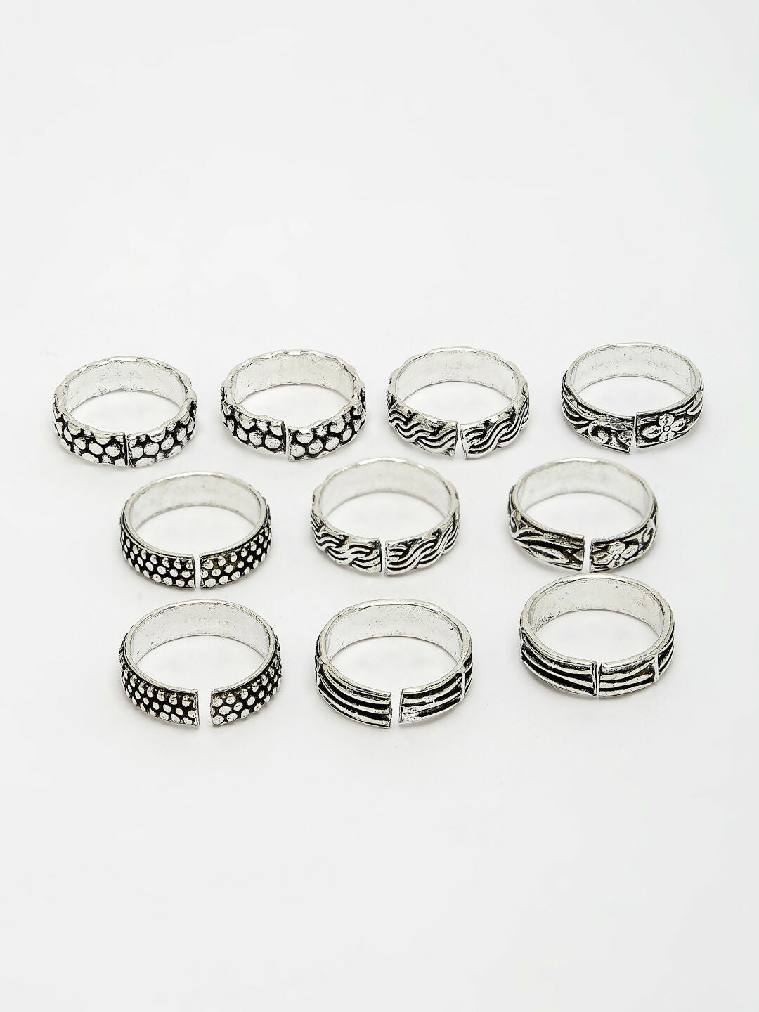 NVR Women's Set of 5 Silver-Plated German Silver Toe Ring 