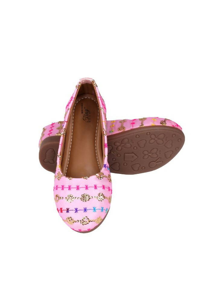 Tiny Bugs Girls Embroidered Ethnic Ballerinas-Pink  Grab2Buy Tiny Bugs Grab2Buy