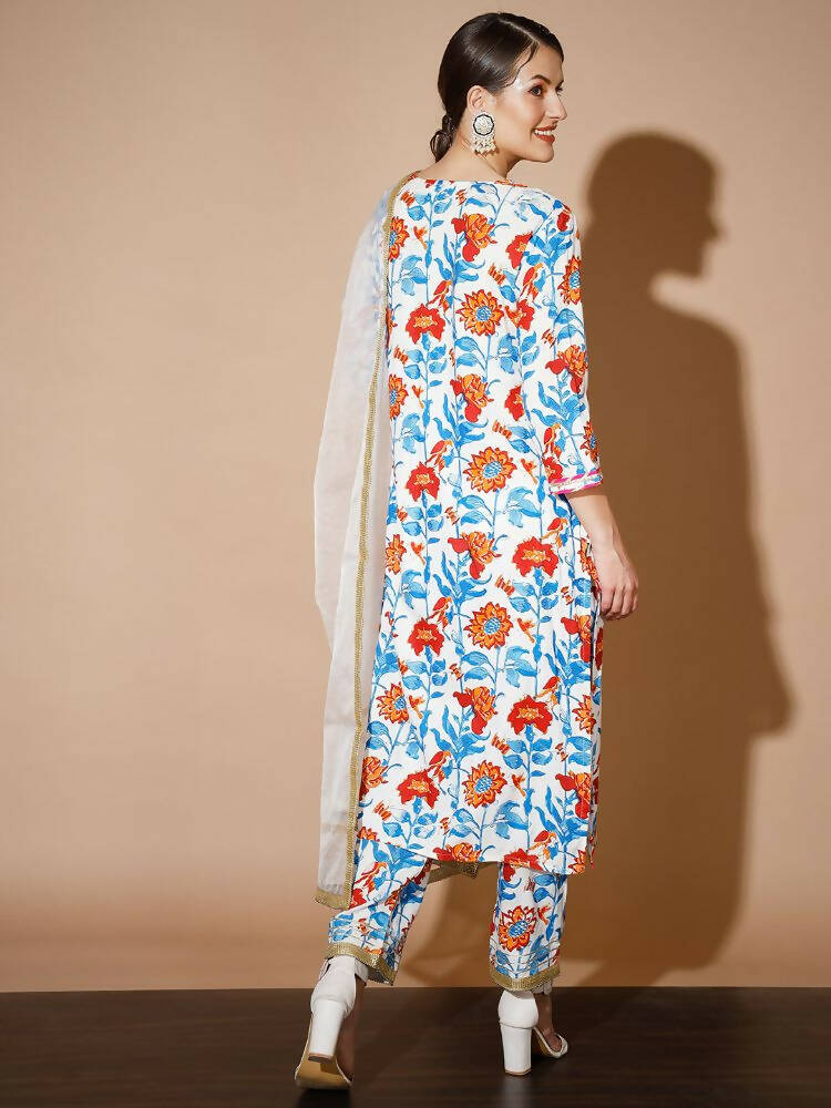 Myshka Women Multi Solid Kurta & Trousers With Dupatta