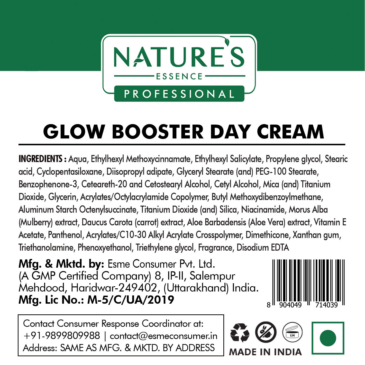 Nature's Essence Professional Facialist Glow Booster Day Cream 