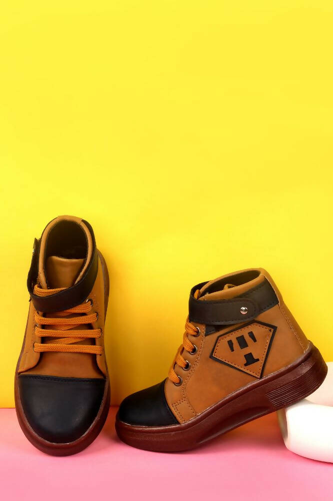 Tiny Bugs Boys Party Wear Mid Top Boots - Tan  Grab2Buy Tiny Bugs Grab2Buy
