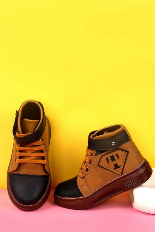 Tiny Bugs Boys Party Wear Mid Top Boots - Tan  Grab2Buy Tiny Bugs Grab2Buy