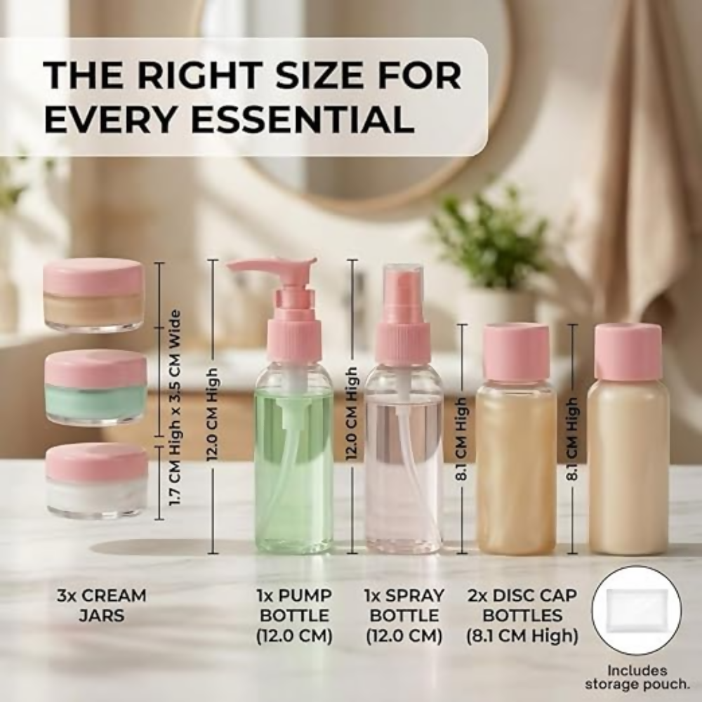 Temperia Travel Bottles for Toiletries - Refillable Empty Mini Containers with Pouch  Grab2Buy Temperia Grab2Buy