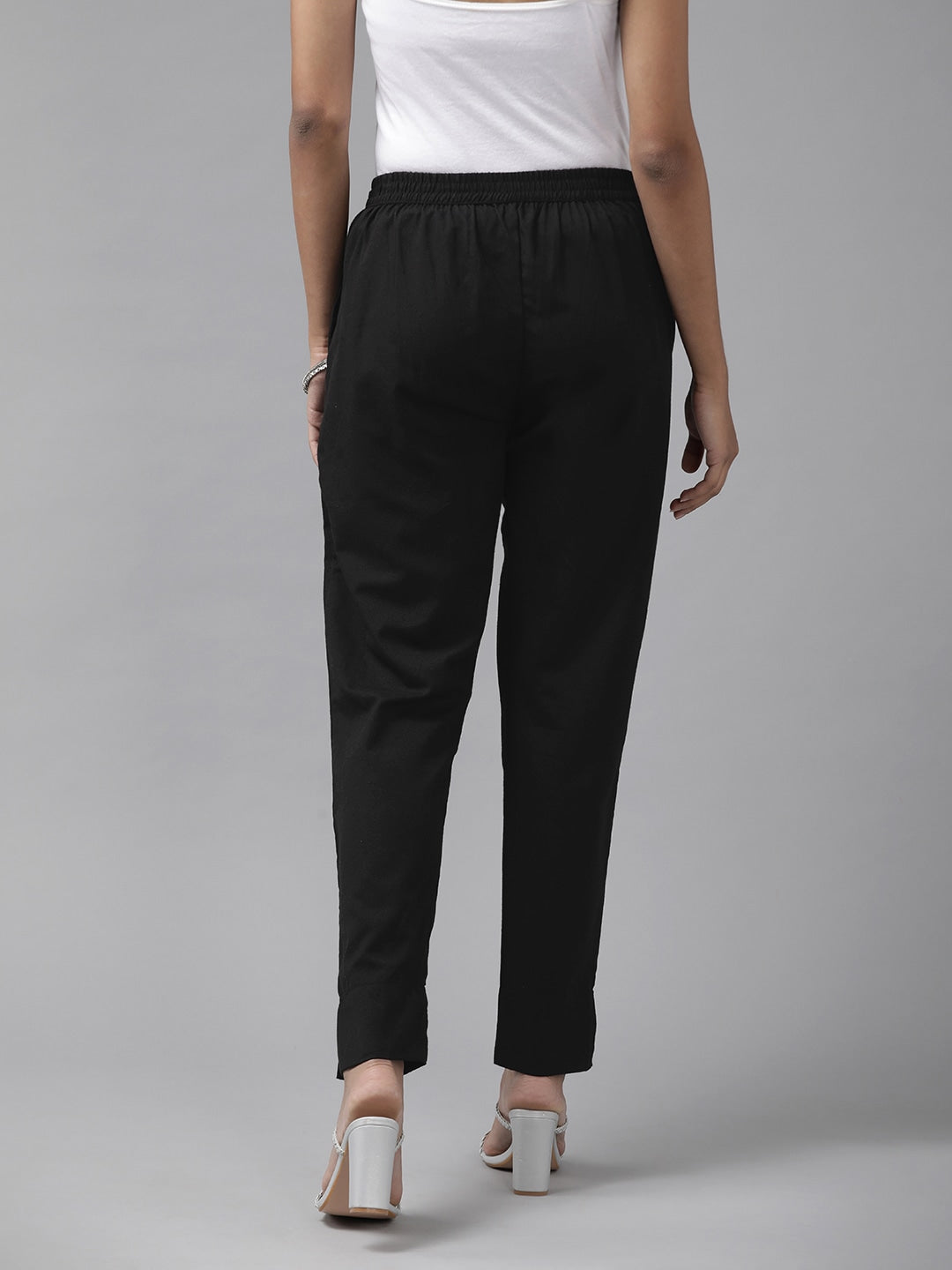 Yufta Black Cotton Fit Trousers  Grab2Buy Yufta Grab2Buy