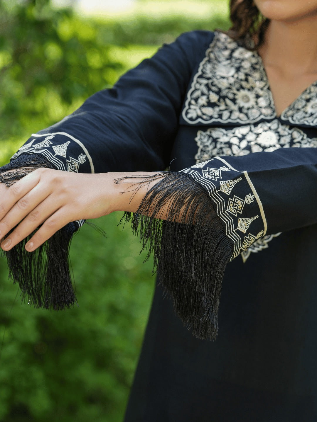 Yufta Black Embroidered Shirt And Trouser Co Ords 