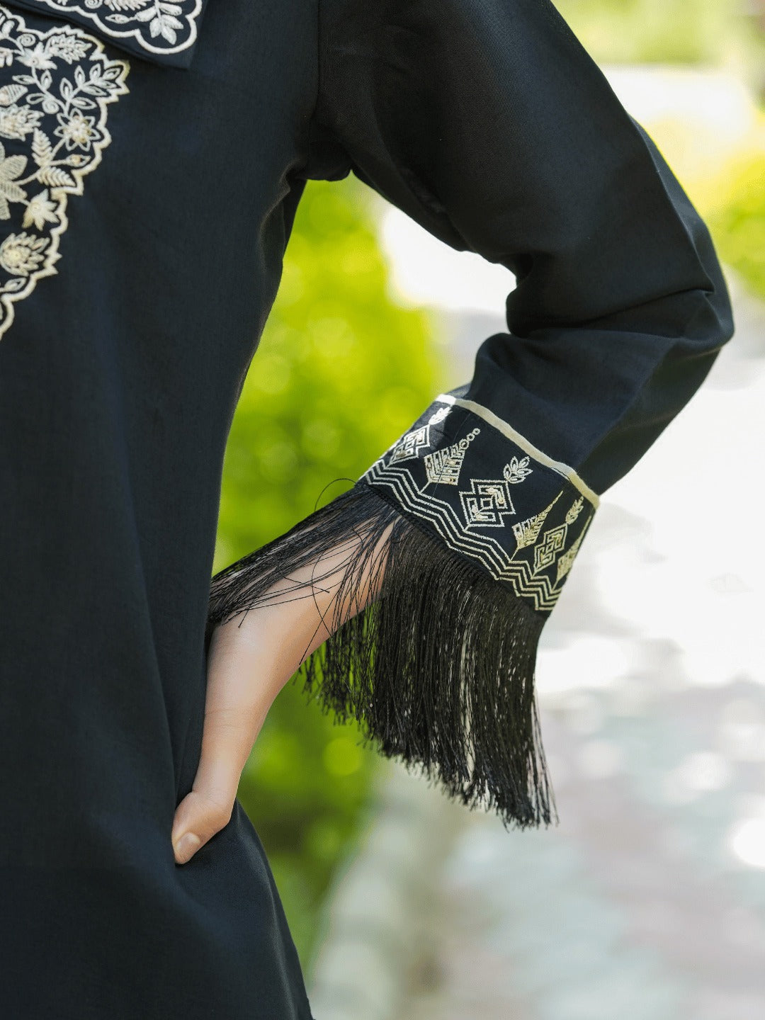 Yufta Black Embroidered Shirt And Trouser Co Ords 