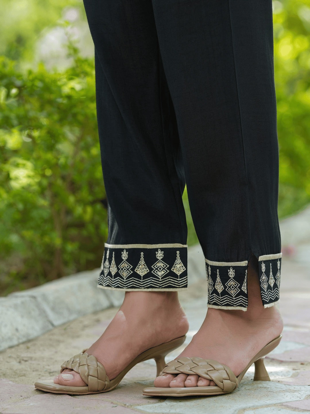 Yufta Black Embroidered Shirt And Trouser Co Ords 