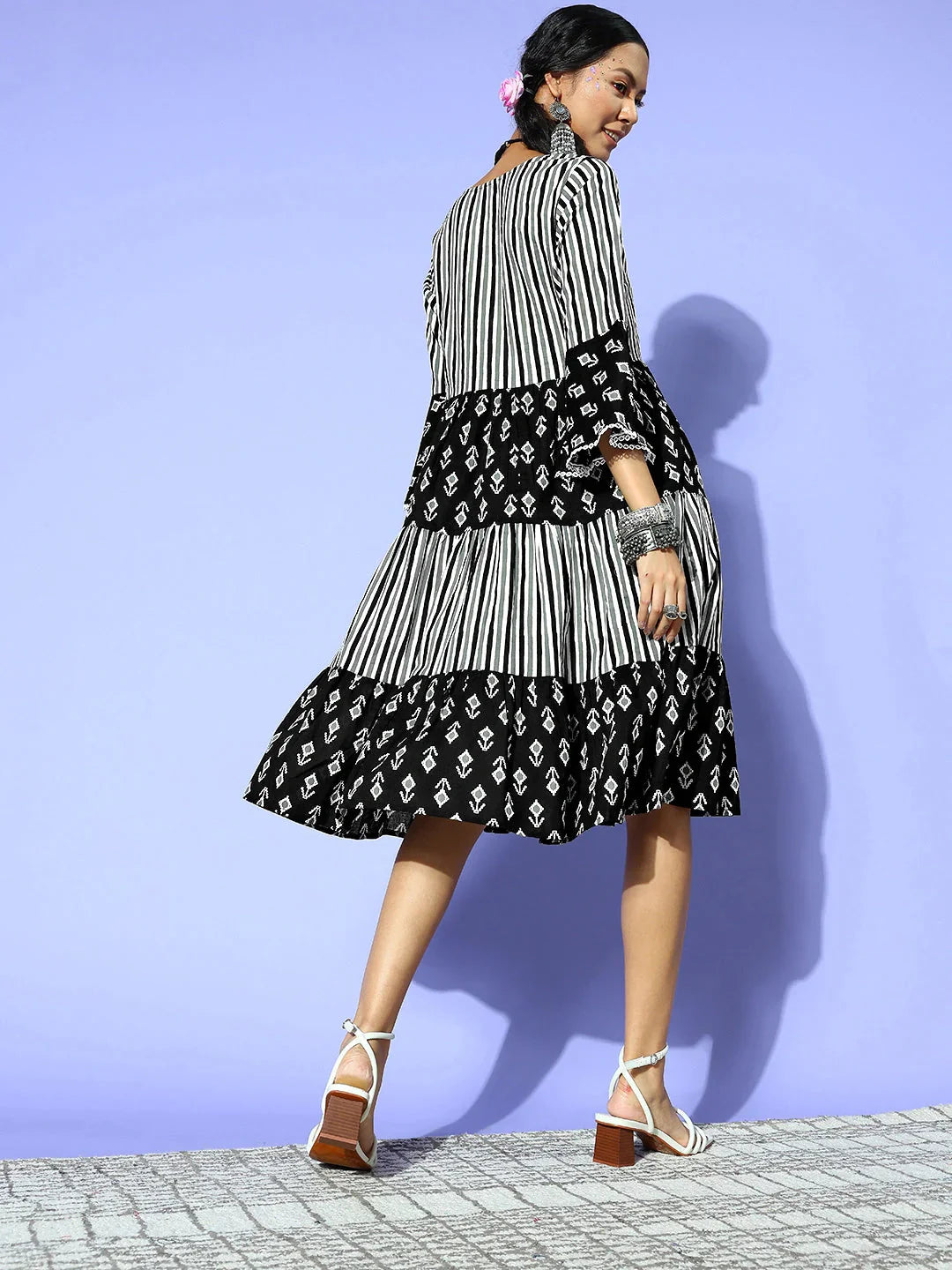 Yufta Black Ethnic Motifs Indie Gal Dress  Grab2Buy Yufta Grab2Buy