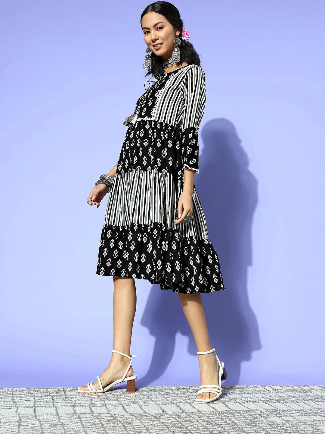 Yufta Black Ethnic Motifs Indie Gal Dress  Grab2Buy Yufta Grab2Buy