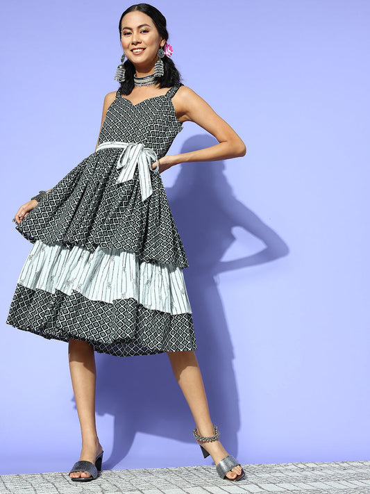 Yufta Black Ethnic Motifs Indie Gal Dress  Grab2Buy Yufta Grab2Buy