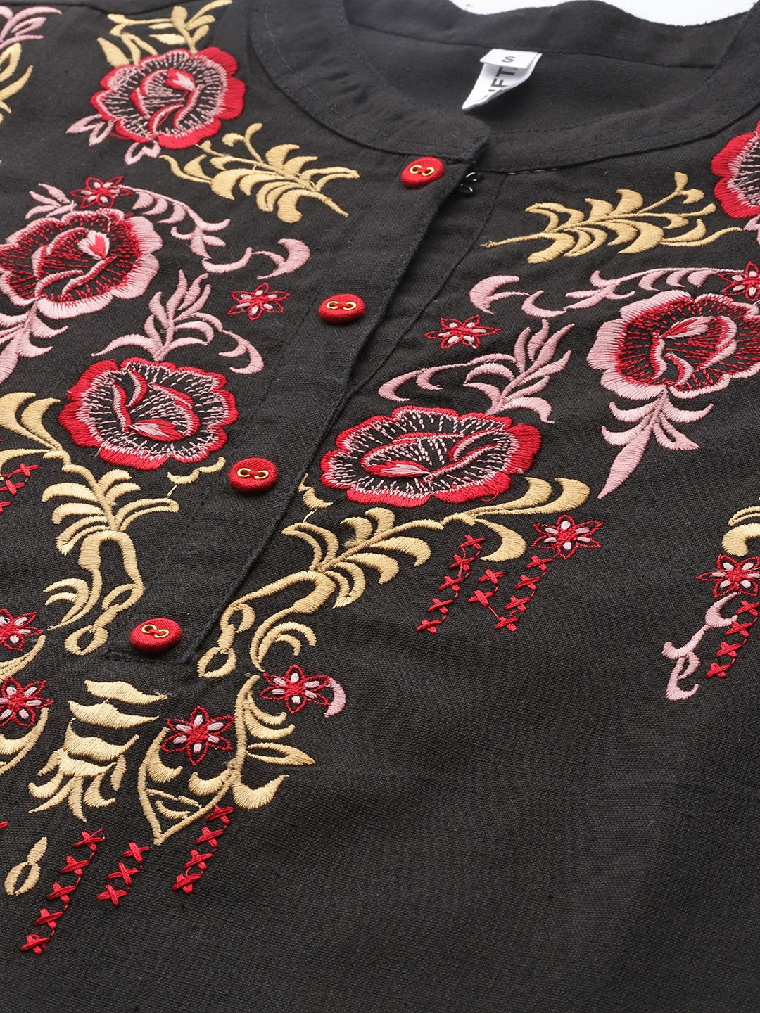 Yufta Black Floral Embroidered Top  Grab2Buy Yufta Grab2Buy