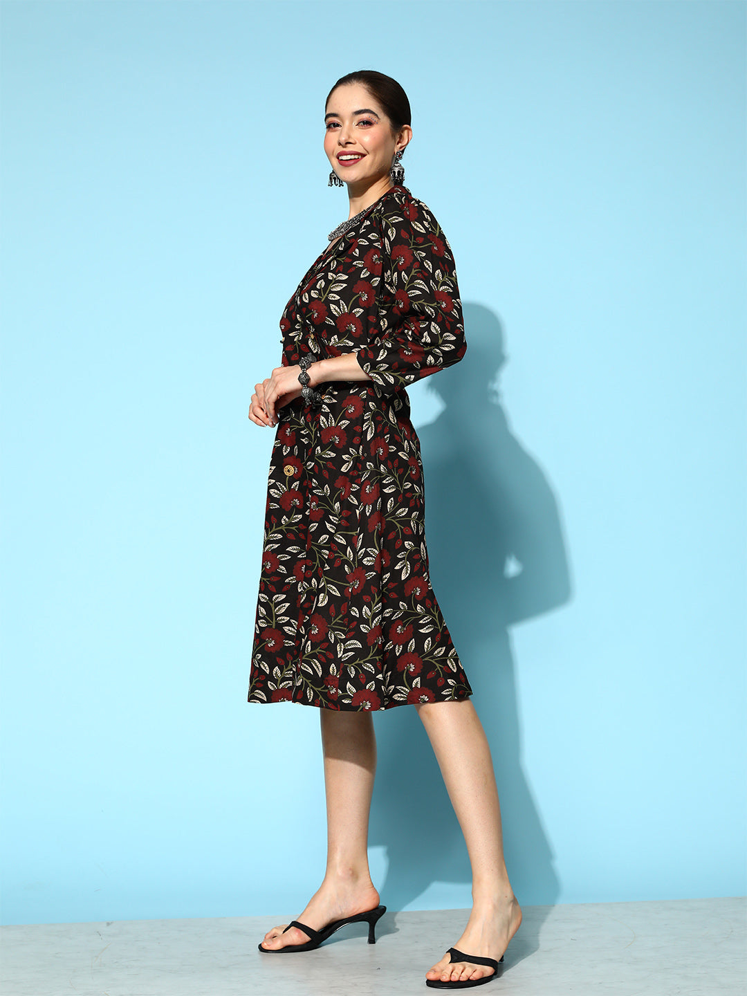 Yufta Black Floral Ethnic Dress  Grab2Buy Yufta Grab2Buy