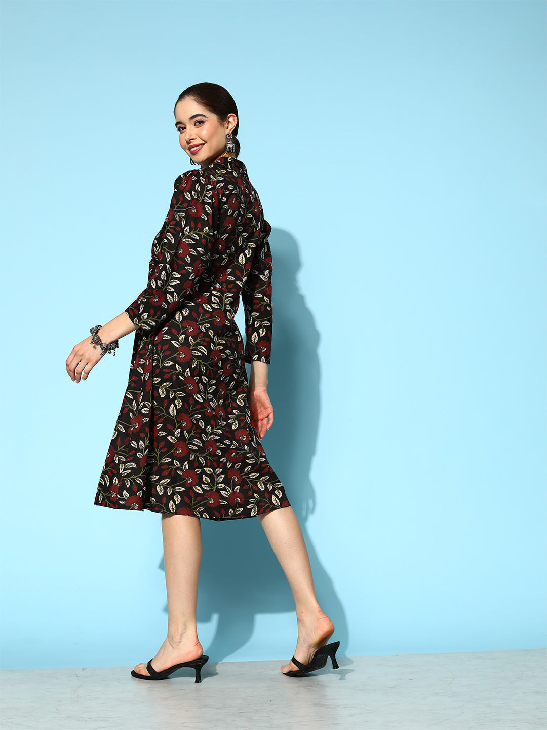Yufta Black Floral Ethnic Dress  Grab2Buy Yufta Grab2Buy