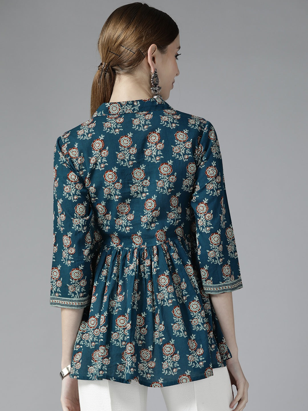 Yufta Blue Floral Print Top  Grab2Buy Yufta Grab2Buy