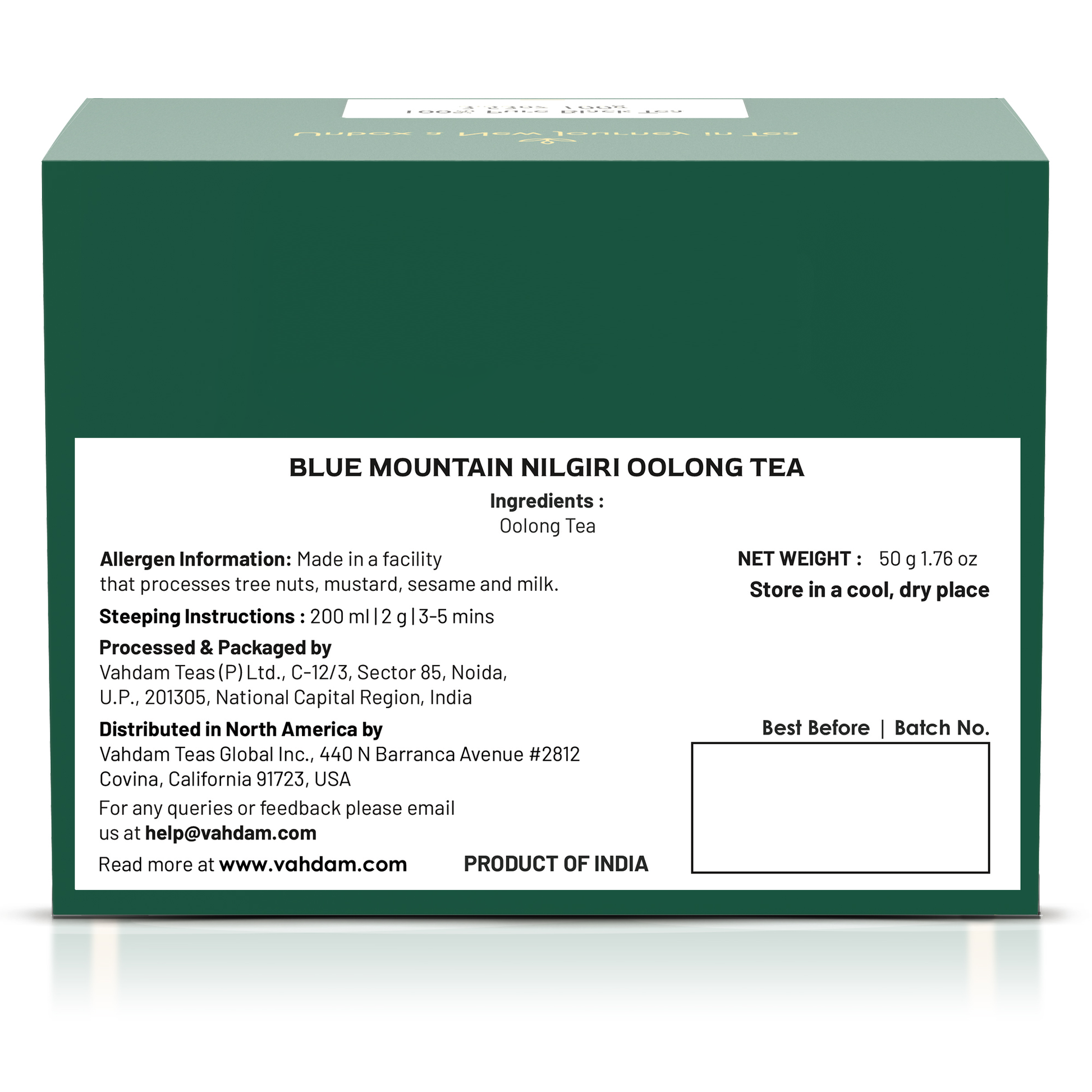 Blue Mountain Nilgiri Oolong Tea, 1.76 oz 