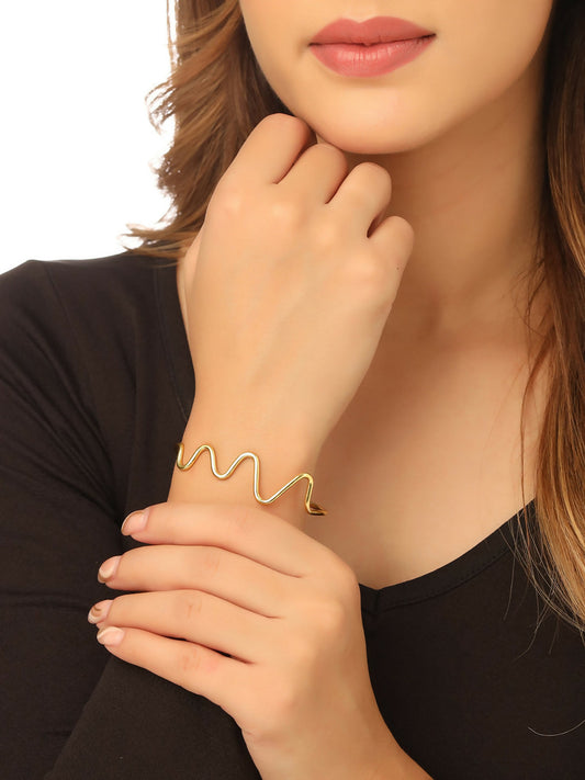 NVR Women Gold-Polished Adjustable Kada Bracelet | Grab2Buy