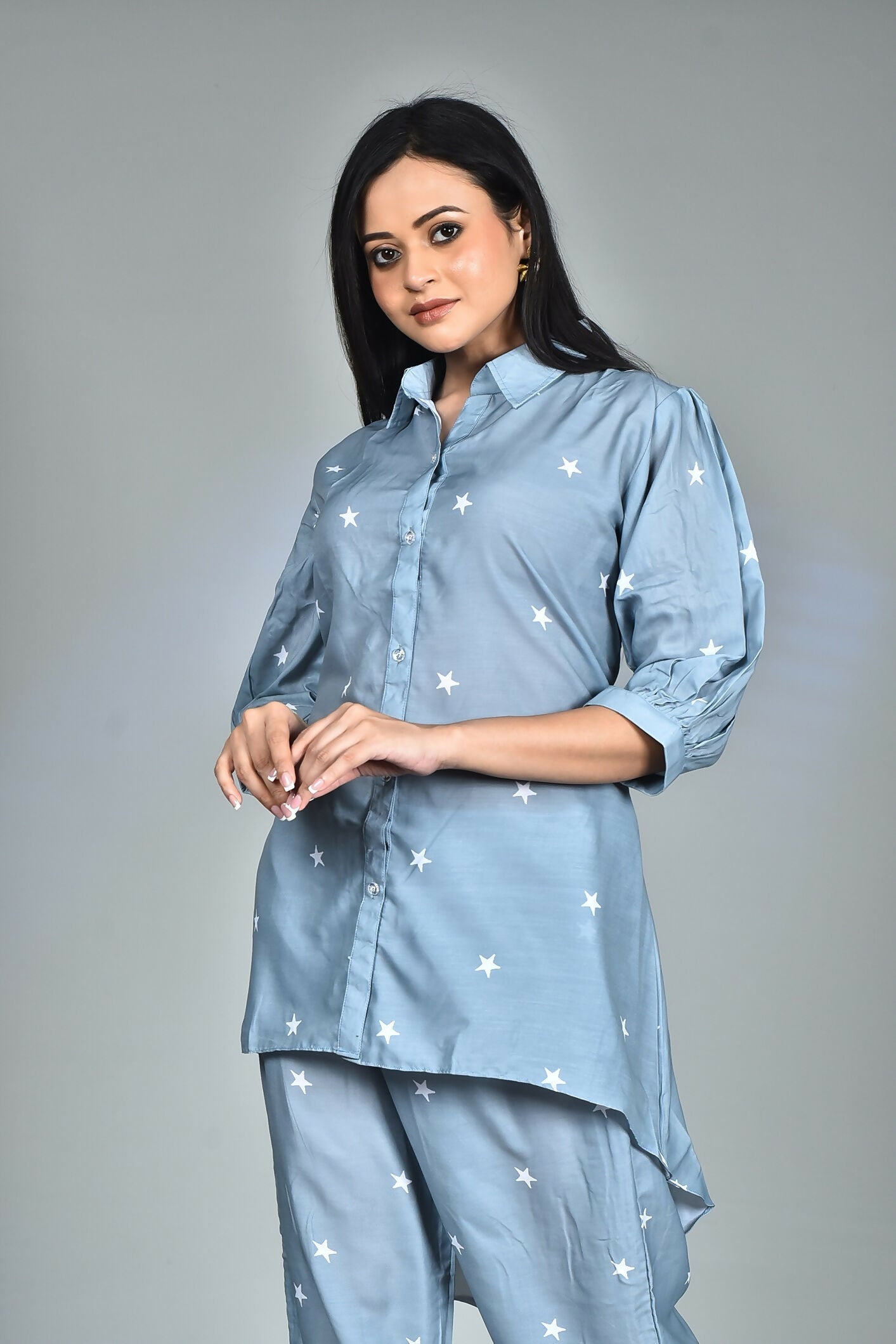 Morchari Digital Print Semi Muslin Co-Ord Set Top & Trouser-Multicolor 