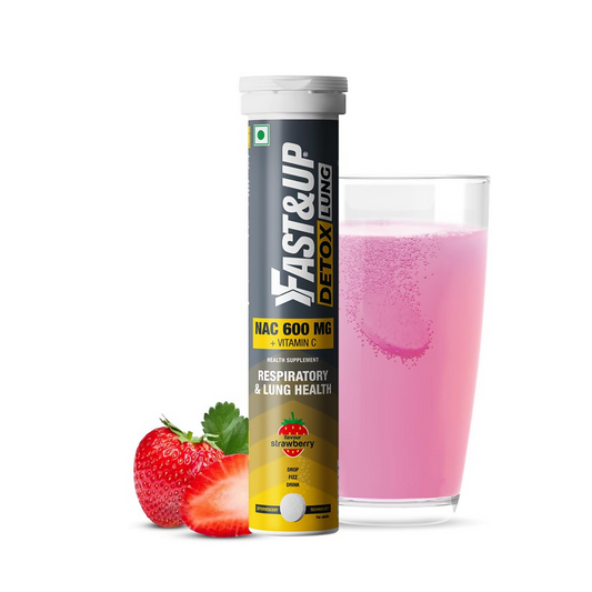 FAST&UP Detox Lung N-Acetylcysteine 600mg + Vitamin C - Strawberry Flavour Tablets 