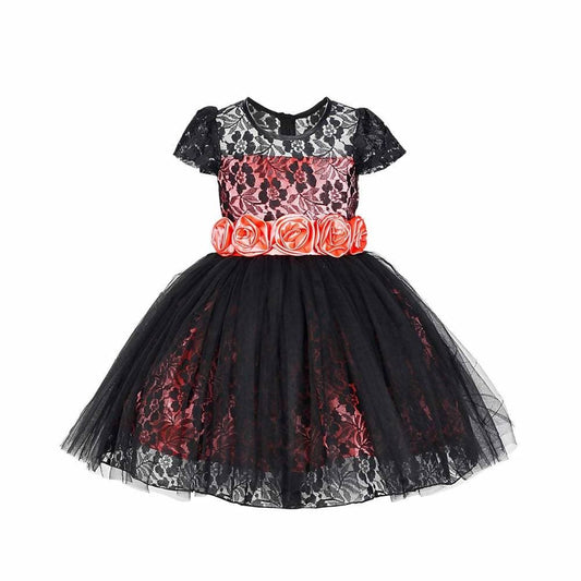 Asmaani Baby Girl's Black Color Satin A-Line Frock (AS-DRESS_22133) - Grab2buy
