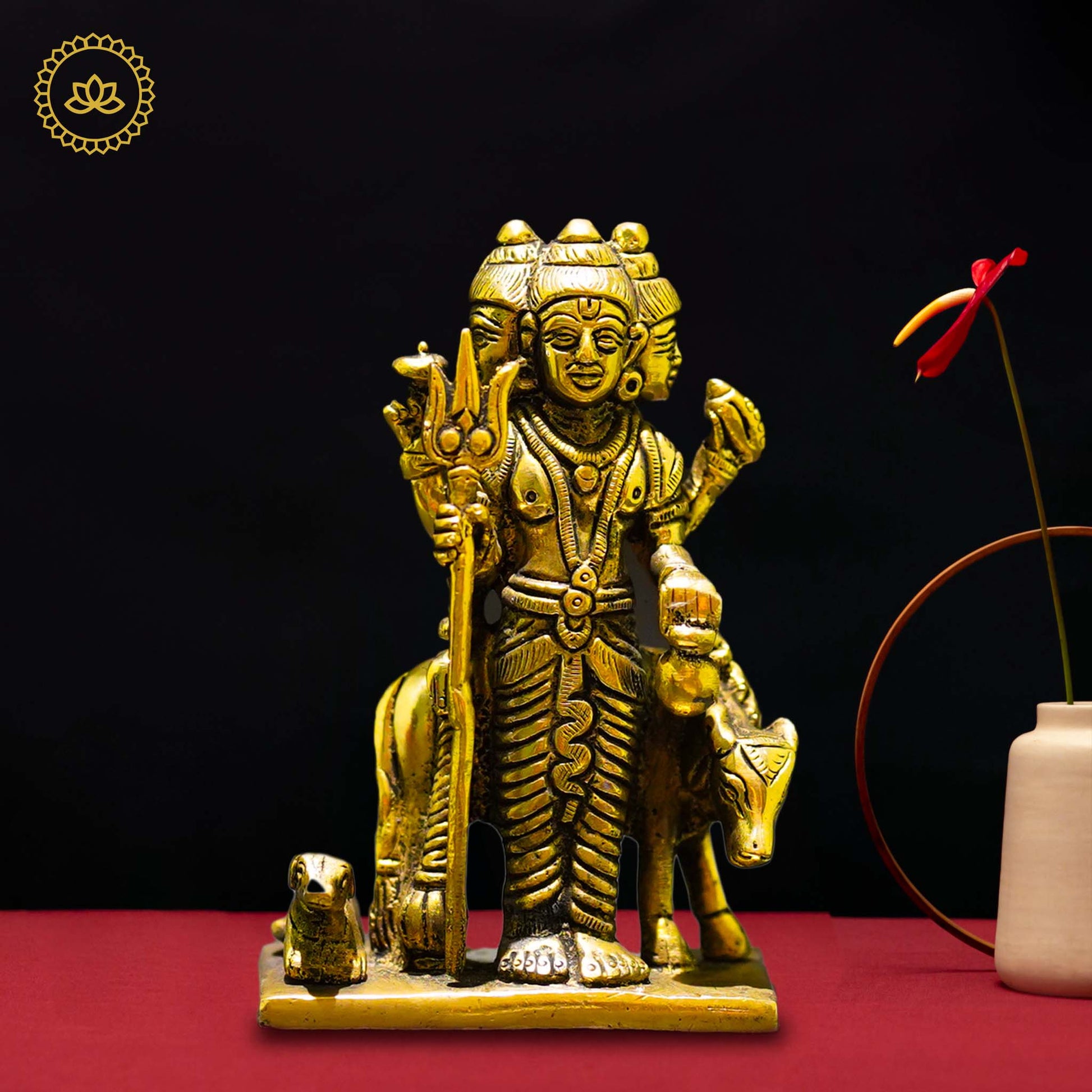 Brass Dattatreya Idol - Divine Unity of Brahma, Vishnu, and Shiva - Grab2buy